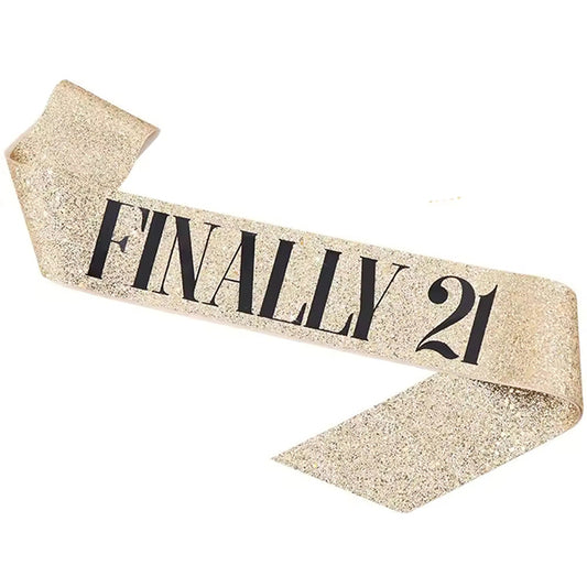 Finally 21 Glitter Gold Sash