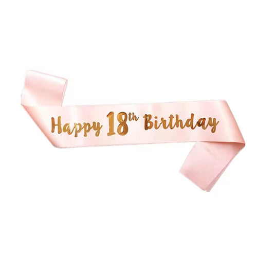 Happy 18th Birthday Peach Sash