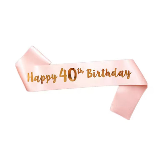 Sash Happy 40th Peach