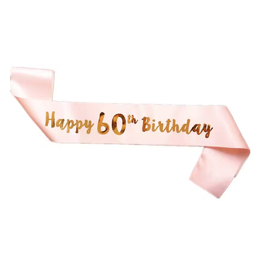Happy 60th Birthday Peach Sash