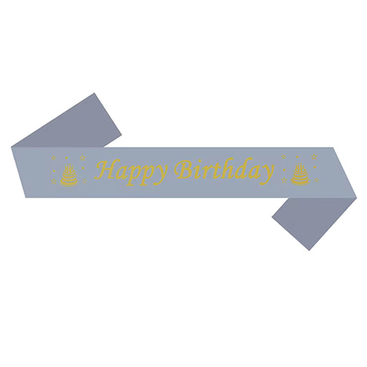 Gray Happy Birthday Sash