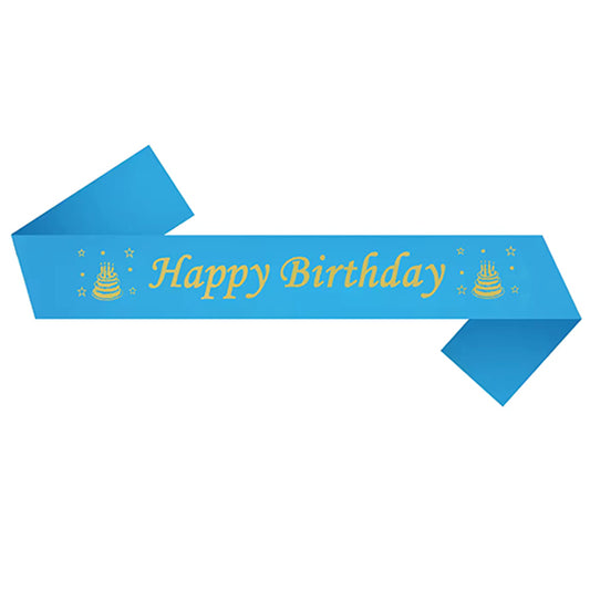Light Blue Happy Birthday Sash