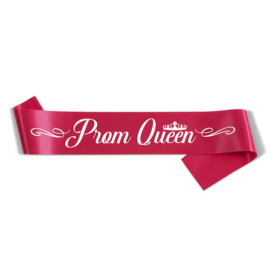 Hot Pink Prom Queen Sash With White Text