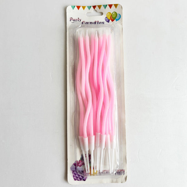 Light Pink Spiral, Wavy Pastel Candles