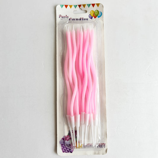 Light Pink Spiral, Wavy Pastel Candles