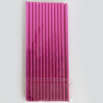 Metallic Hot Pink Paper Straws