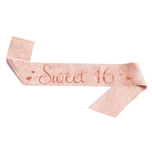 Sweet 16 Rose Gold Glitter Sash
