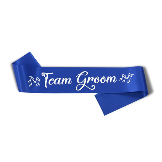 Team Groom Blue Sash White Text
