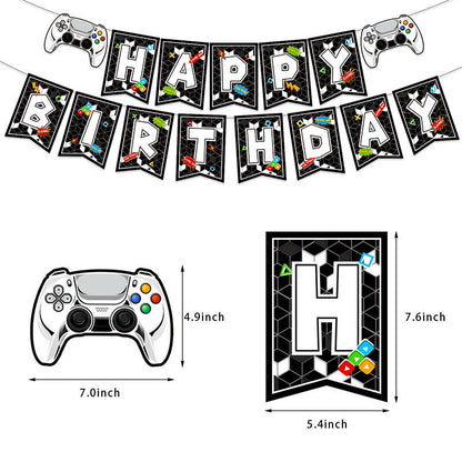 Game On Black Happy Birthday Letter Banner