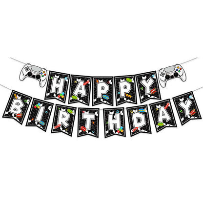 Game On Black Happy Birthday Letter Banner