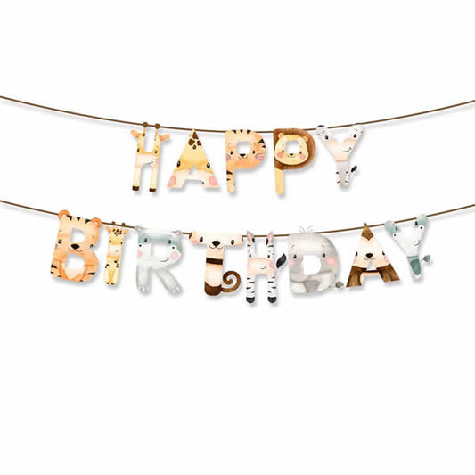 Jungle Safari Happy Birthday Letter Banner