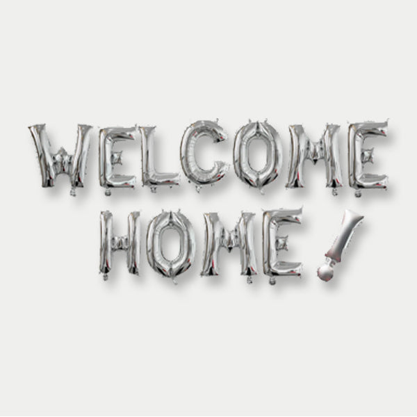 Welcome Home Foil Balloon Banner (Silver)