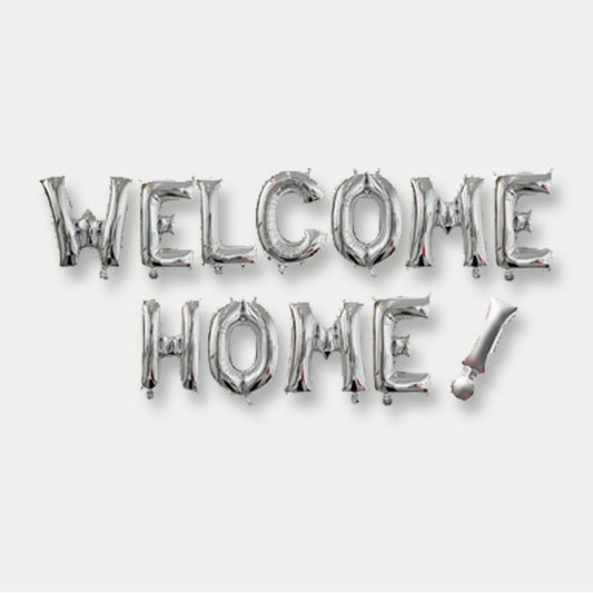 Welcome Home Foil Balloon Banner (Silver)
