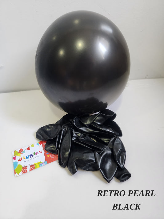 Retro Pearl Black Balloons