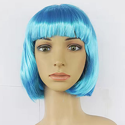 Light Blue Short Straight Hair Wig