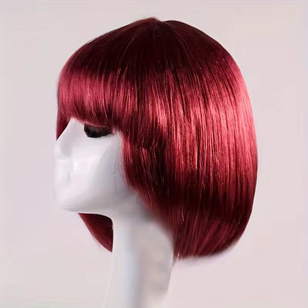 Burgundy Short Straight Hair Wig