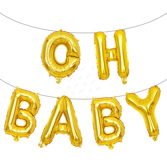 Oh Baby Foil Balloon Banner Gold