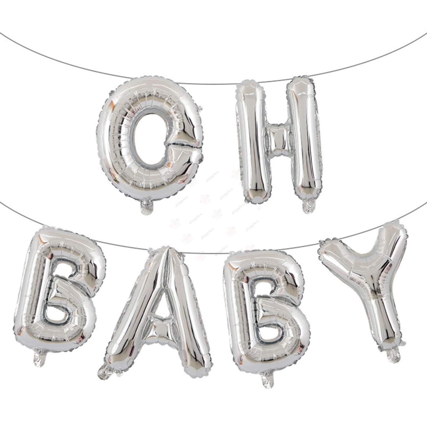 Oh Baby Foil Balloon Banner Silver