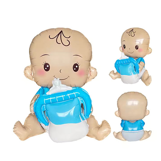 Baby Boy With Milk Bottle Blue