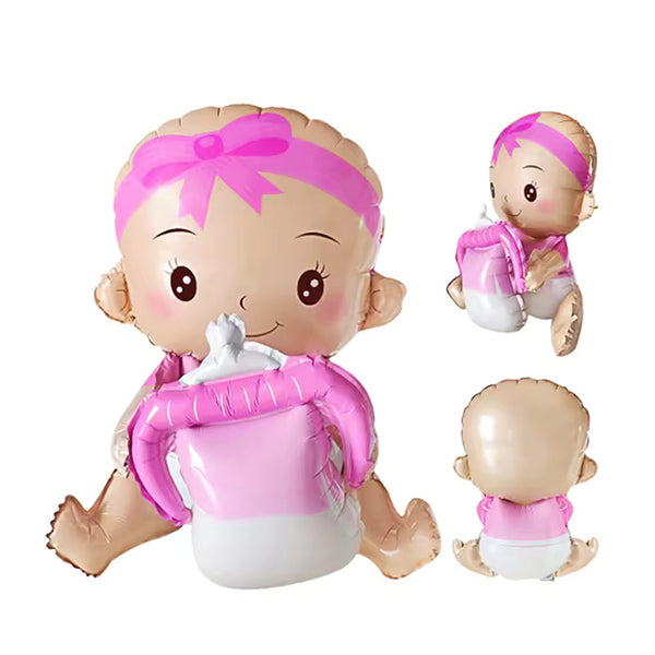 Baby Girl With Milk Bottle Pink
