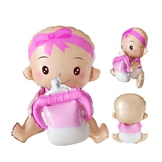Baby Girl With Milk Bottle Pink