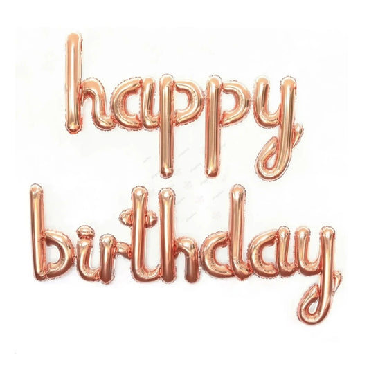 Happy Birthday Foil Balloon Set Rose Gold ( Script)