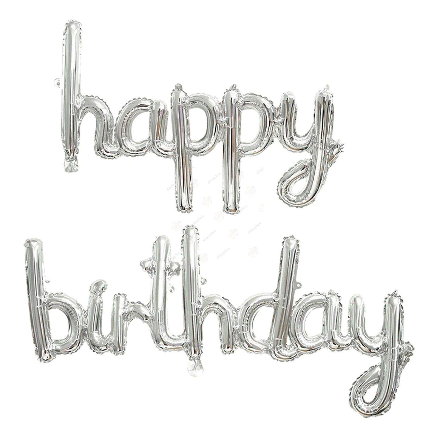 Happy Birthday Foil Balloon Set Silver ( Script)