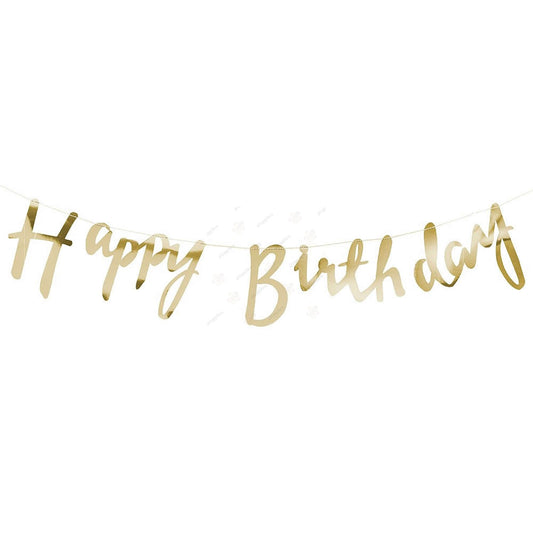 Happy Birthday Laser Cut Foil Gold Banner