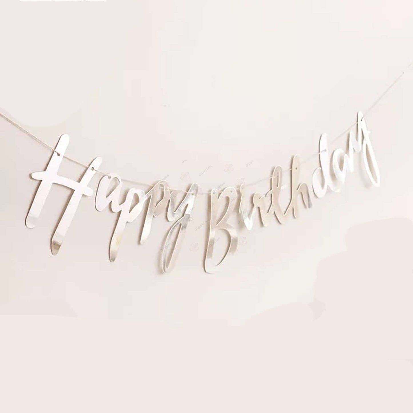 Happy Birthday Laser Cut Foil Silver Banner