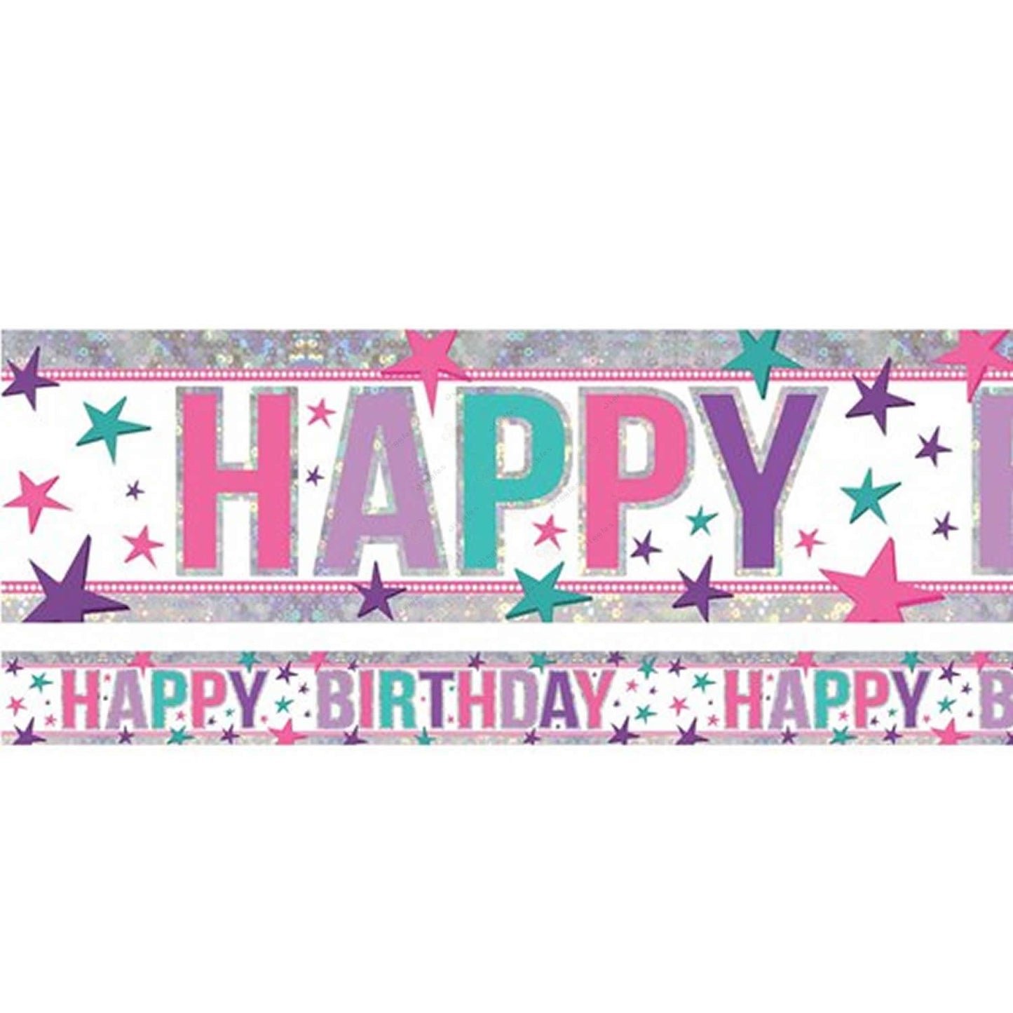 Happy Birthday Holographic Foil Banner