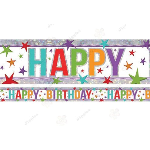 Happy Birthday Holographic Foil Banner