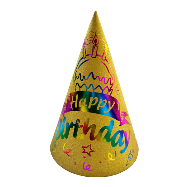 Happy Birthday Gold Hat Rainbow Colour