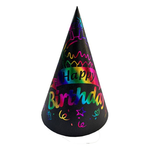 Happy Birthday Black Hat Rainbow Colour