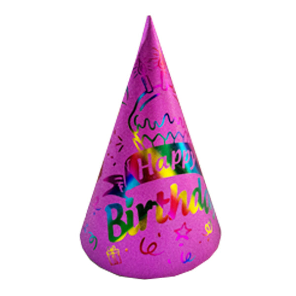 Happy Birthday Pink Hat Rainbow Colour