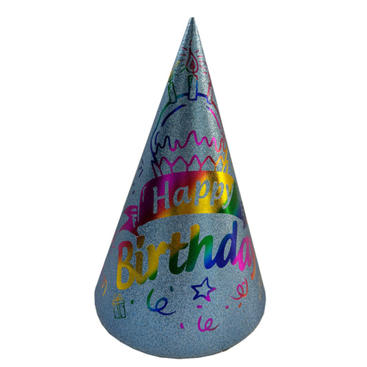 Happy Birthday Silver Hat Rainbow Colour