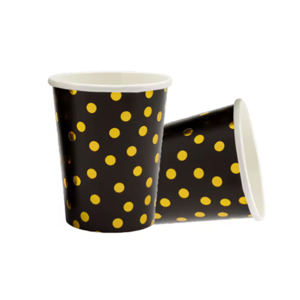 Black & Gold Polka Dot Paper Cup