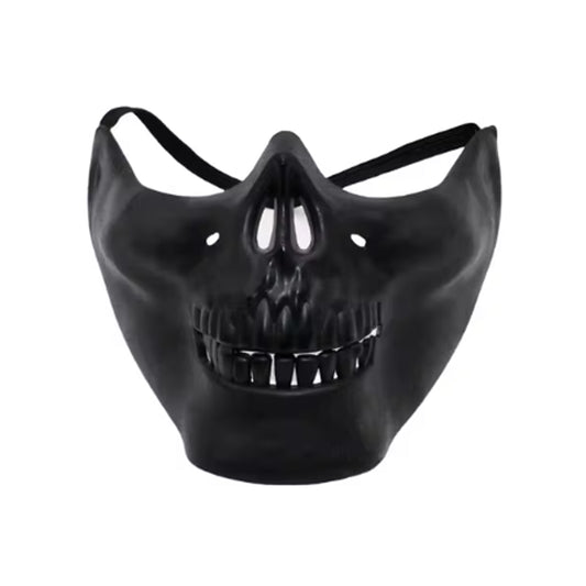 Black Skeleton Demon Mask Realistic Half Face Mask