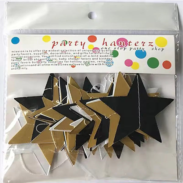 black and gold star garland