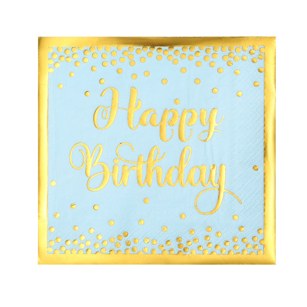 Blue Gold One Year Birthday Paper Napkinns