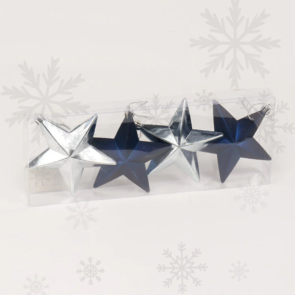 Blue & Silver Star 9cm 4pc Pack