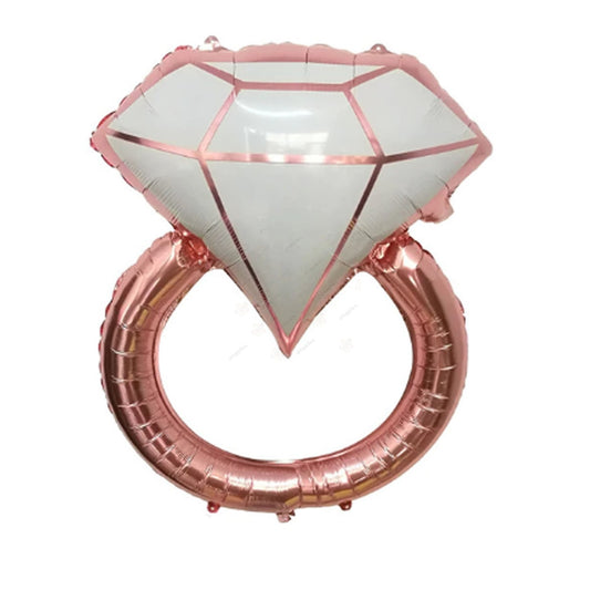 Rose Gold Diamond Ring Foil Balloon 33"