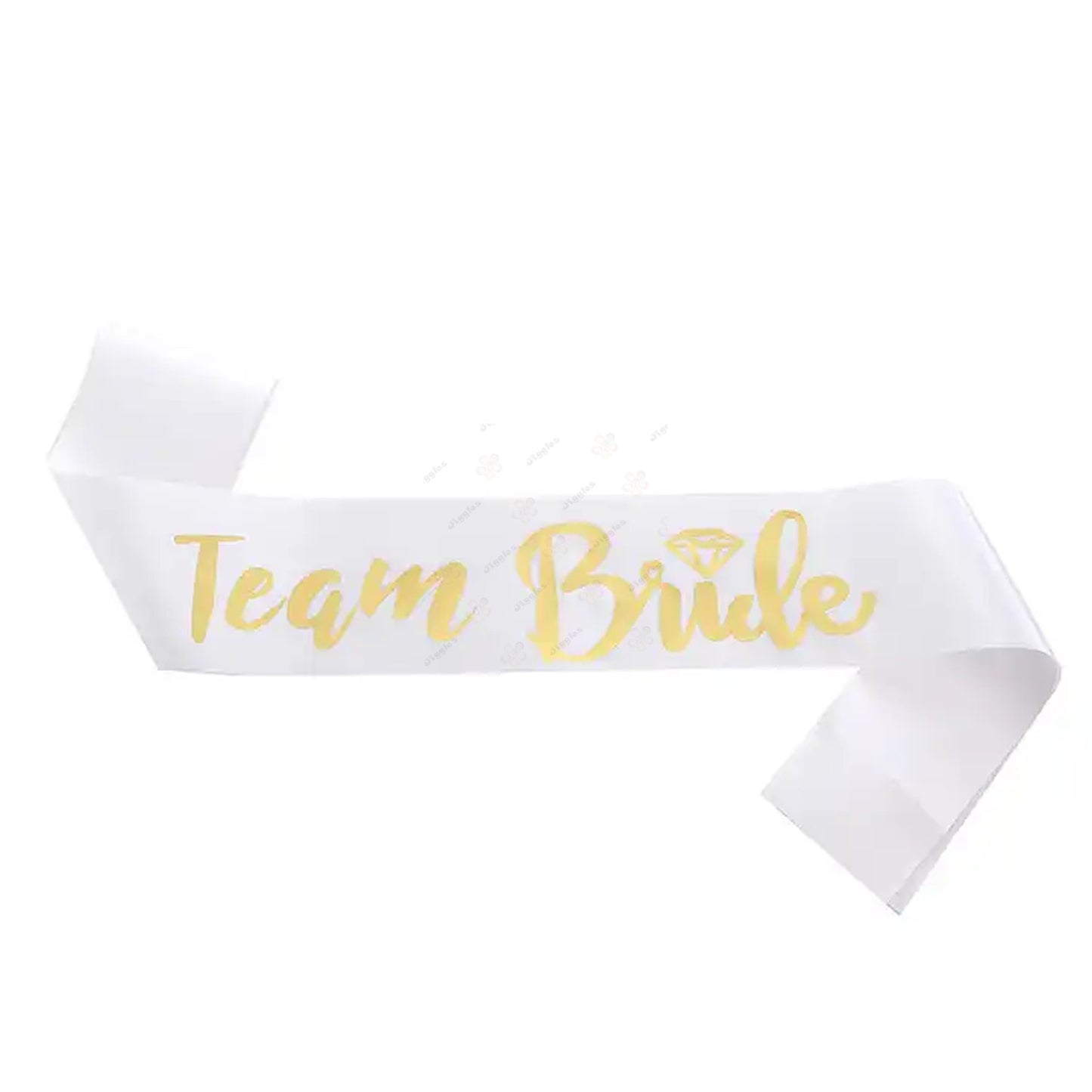 Team Bride Sash White with Gold Text