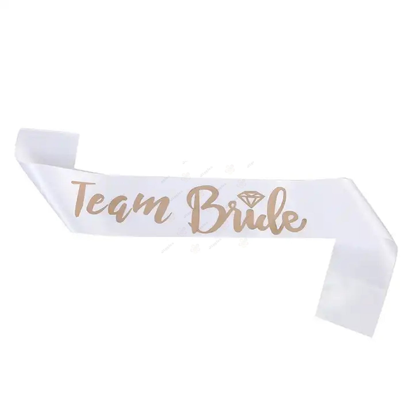 Team Bride Sash White with Rose Gold Text