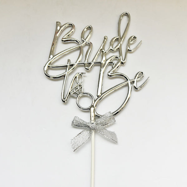 Bride To Be Cake Topper Silver