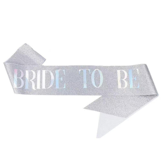 Bride To Be Gitter Silver Sash with  Mirror Silver Text