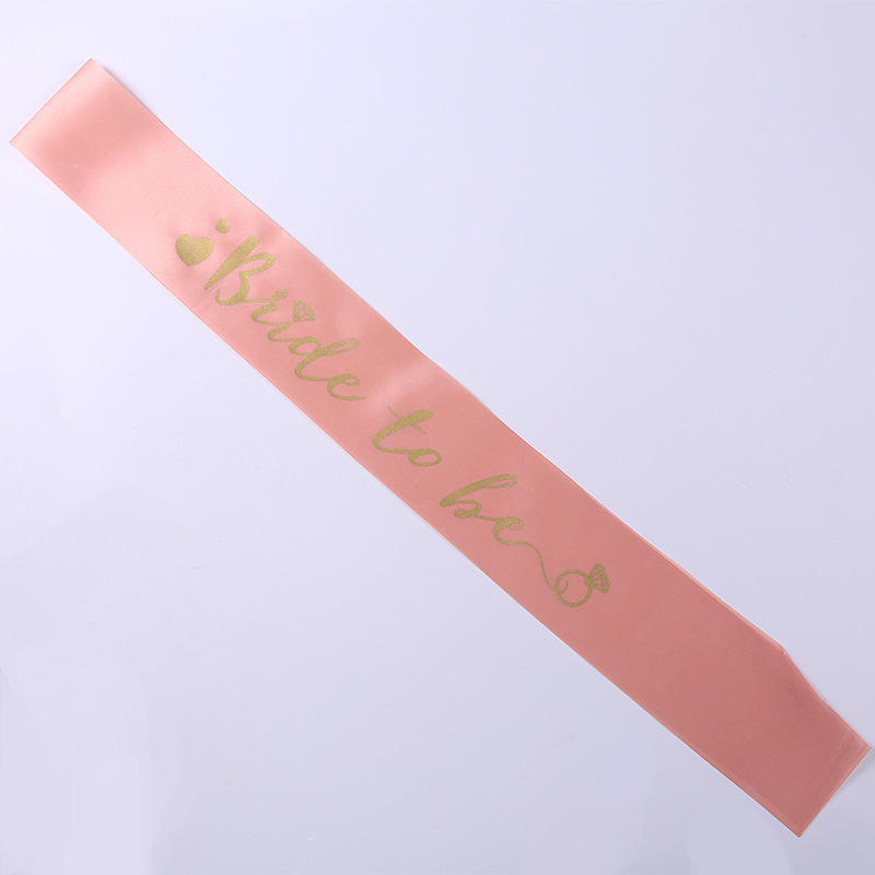 Bride To Be Peach Sash Gold Text