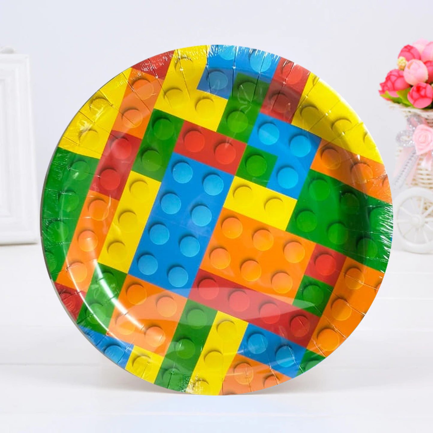 Colorful Building Blocks Theme Paper Plate