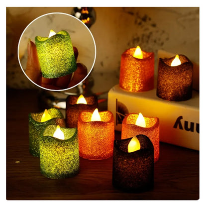 Glitter LED Tea Light Candles Flameless