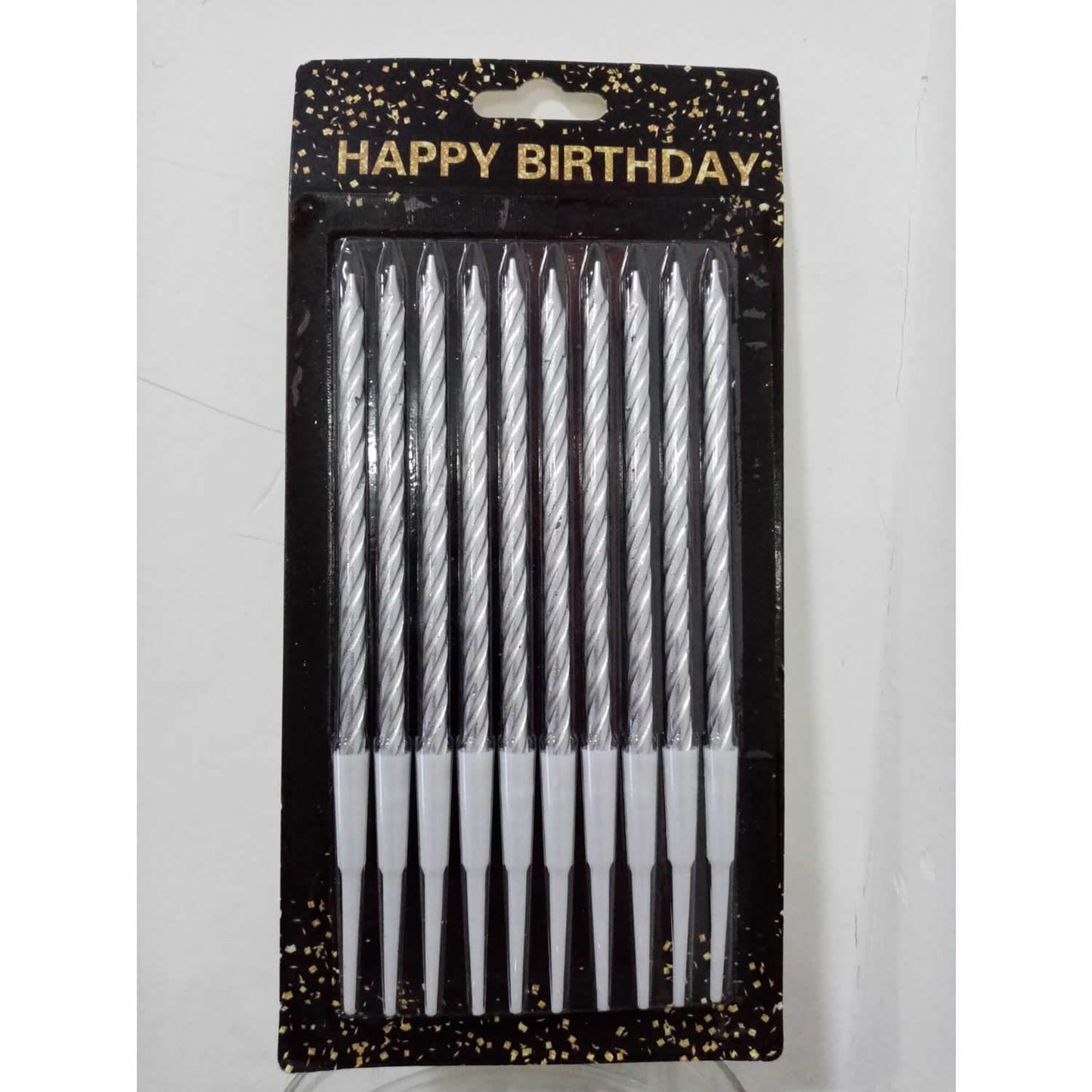 Metallic Spiral Long Candles Silver