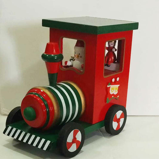 Wooden Christmas Train Music Box
